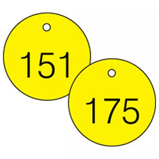 Accuform TDG367YL 1-1/2" Accu-Ply Engraved Numbered Plastic Tags