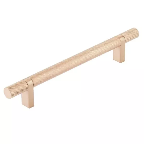 Emtek - Select Bar Cabinet Pull 6 Inch C-C, Rectangular Bar Stem, Knur