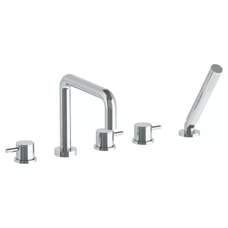 Watermark - Titanium Deck Mounted 5 Hole Square Bath Set